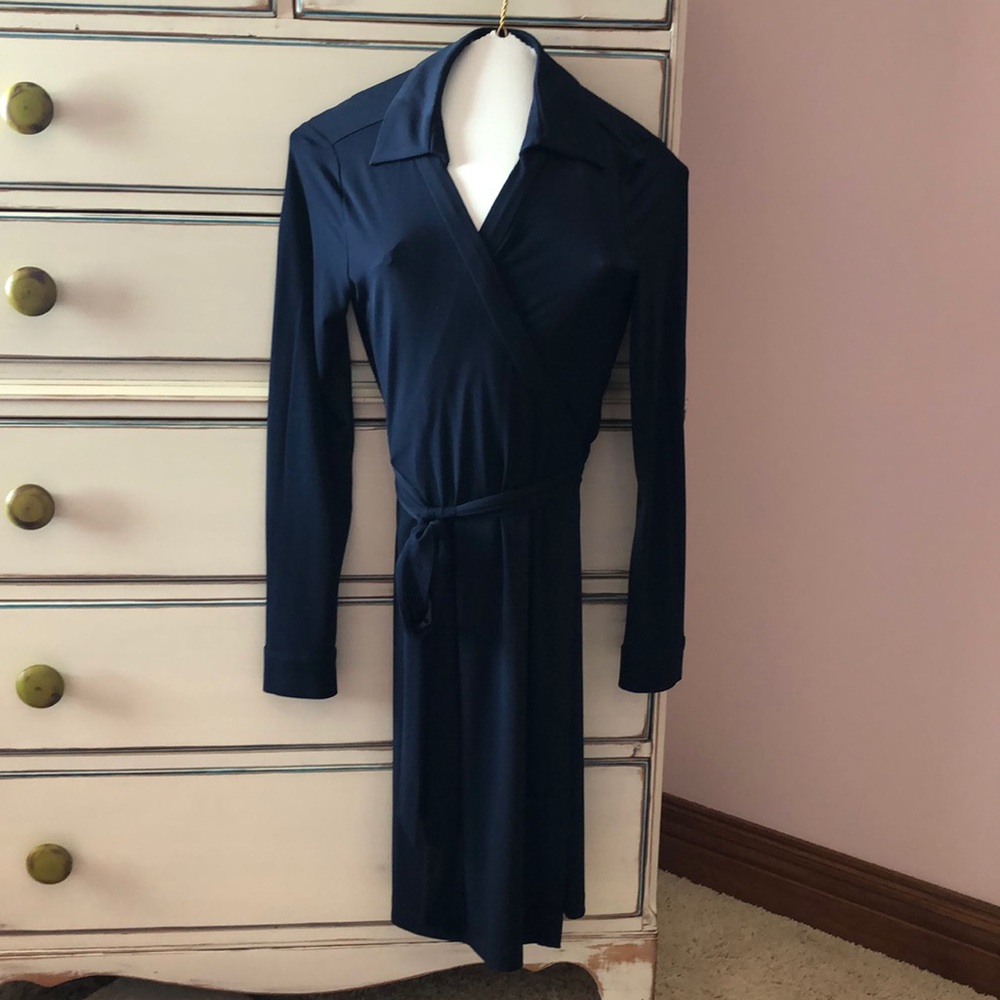 Calvin Klein Navy blue wrap dress.